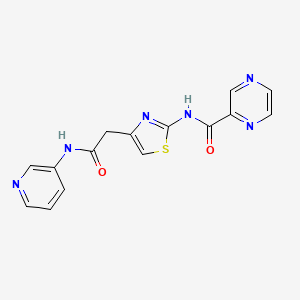 molecular formula C15H12N6O2S B2988825 N-(4-(2-氧代-2-(吡啶-3-基氨基)乙基)噻唑-2-基)吡嗪-2-甲酰胺 CAS No. 1206988-36-4