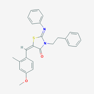 molecular formula C26H24N2O2S B298883 5-(4-Methoxy-2-methylbenzylidene)-3-(2-phenylethyl)-2-(phenylimino)-1,3-thiazolidin-4-one 