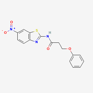 molecular formula C16H13N3O4S B2988834 N-(6-硝基-1,3-苯并噻唑-2-基)-3-苯氧基丙酰胺 CAS No. 476295-59-7
