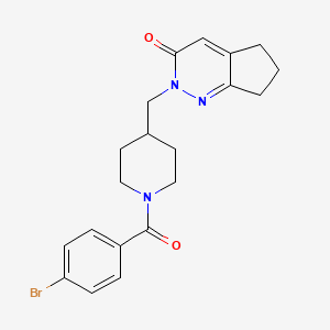 molecular formula C20H22BrN3O2 B2988835 2-[[1-(4-Bromobenzoyl)piperidin-4-yl]methyl]-6,7-dihydro-5H-cyclopenta[c]pyridazin-3-one CAS No. 2320418-63-9