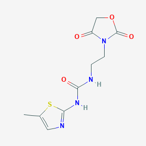 molecular formula C10H12N4O4S B2988843 1-(2-(2,4-二氧代恶唑烷-3-基)乙基)-3-(5-甲基噻唑-2-基)脲 CAS No. 2034384-41-1