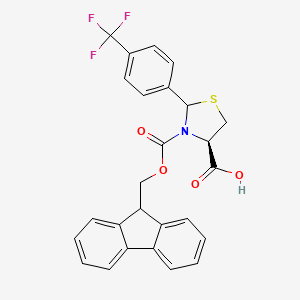 molecular formula C26H20F3NO4S B2988845 (4R)-3-(9H-Fluoren-9-ylmethoxycarbonyl)-2-[4-(trifluoromethyl)phenyl]-1,3-thiazolidine-4-carboxylic acid CAS No. 2171452-31-4