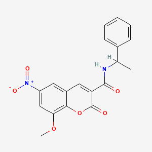 molecular formula C19H16N2O6 B2988850 8-甲氧基-6-硝基-2-氧代-N-(1-苯乙基)色烯-3-甲酰胺 CAS No. 799266-05-0