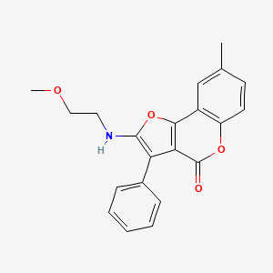 molecular formula C21H19NO4 B2988869 2-((2-methoxyethyl)amino)-8-methyl-3-phenyl-4H-furo[3,2-c]chromen-4-one CAS No. 938031-03-9