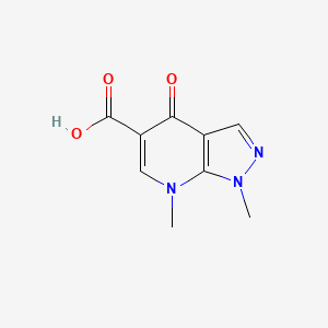 molecular formula C9H9N3O3 B2988871 1,7-二甲基-4-氧代-1H,4H,7H-吡唑并[3,4-b]吡啶-5-甲酸 CAS No. 1798702-11-0