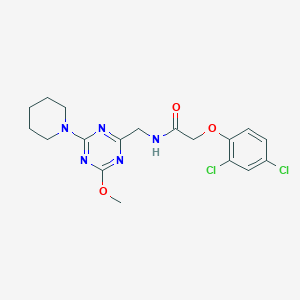 molecular formula C18H21Cl2N5O3 B2988872 2-(2,4-dichlorophenoxy)-N-((4-methoxy-6-(piperidin-1-yl)-1,3,5-triazin-2-yl)methyl)acetamide CAS No. 2034578-00-0