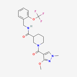 molecular formula C20H23F3N4O4 B2988873 1-(3-methoxy-1-methyl-1H-pyrazole-4-carbonyl)-N-(2-(trifluoromethoxy)benzyl)piperidine-3-carboxamide CAS No. 1226444-95-6