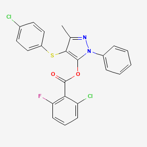 4-((4-chlorophenyl)thio)-3-methyl-1-phenyl-1H-pyrazol-5-yl 2-chloro-6-fluorobenzoate