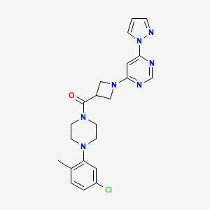 (1-(6-(1H-pyrazol-1-yl)pyrimidin-4-yl)azetidin-3-yl)(4-(5-chloro-2-methylphenyl)piperazin-1-yl)methanone