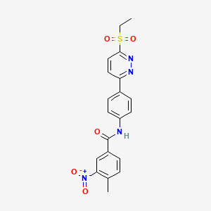 molecular formula C20H18N4O5S B2988890 N-(4-(6-(ethylsulfonyl)pyridazin-3-yl)phenyl)-4-methyl-3-nitrobenzamide CAS No. 1005294-66-5