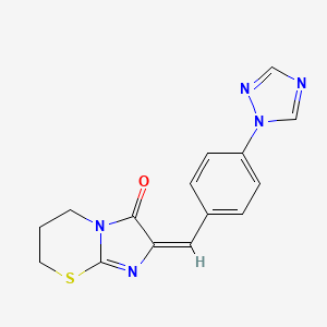 molecular formula C15H13N5OS B2988891 (2E)-2-[[4-(1,2,4-triazol-1-yl)phenyl]methylidene]-6,7-dihydro-5H-imidazo[2,1-b][1,3]thiazin-3-one CAS No. 860784-26-5
