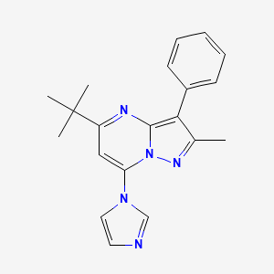 molecular formula C20H21N5 B2988893 5-(叔丁基)-7-(1H-咪唑-1-基)-2-甲基-3-苯基吡唑并[1,5-a]嘧啶 CAS No. 849921-33-1