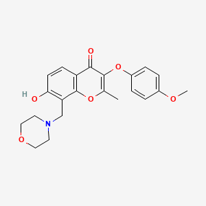 molecular formula C22H23NO6 B2988894 7-Hydroxy-3-(4-methoxyphenoxy)-2-methyl-8-(morpholin-4-ylmethyl)chromen-4-one CAS No. 845799-01-1