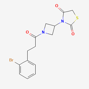 molecular formula C15H15BrN2O3S B2988895 3-(1-(3-(2-溴苯基)丙酰)氮杂环丁-3-基)噻唑烷-2,4-二酮 CAS No. 2034492-81-2