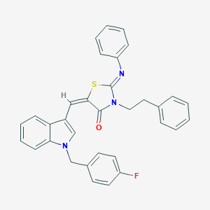 molecular formula C33H26FN3OS B298890 5-{[1-(4-fluorobenzyl)-1H-indol-3-yl]methylene}-3-(2-phenylethyl)-2-(phenylimino)-1,3-thiazolidin-4-one 