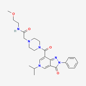 2-(4-(5-isopropyl-3-oxo-2-phenyl-3,5-dihydro-2H-pyrazolo[4,3-c]pyridine-7-carbonyl)piperazin-1-yl)-N-(2-methoxyethyl)acetamide