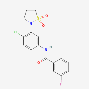 molecular formula C16H14ClFN2O3S B2988901 N-(4-chloro-3-(1,1-dioxidoisothiazolidin-2-yl)phenyl)-3-fluorobenzamide CAS No. 941932-83-8
