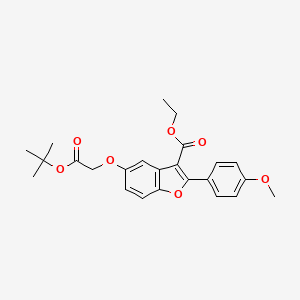 molecular formula C24H26O7 B2988904 5-(2-(叔丁氧基)-2-氧代乙氧基)-2-(4-甲氧基苯基)苯并呋喃-3-羧酸乙酯 CAS No. 384359-97-1