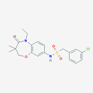 molecular formula C20H23ClN2O4S B2988909 1-(3-chlorophenyl)-N-(5-ethyl-3,3-dimethyl-4-oxo-2,3,4,5-tetrahydrobenzo[b][1,4]oxazepin-8-yl)methanesulfonamide CAS No. 921991-14-2