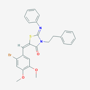 molecular formula C26H23BrN2O3S B298891 5-(2-Bromo-4,5-dimethoxybenzylidene)-3-(2-phenylethyl)-2-(phenylimino)-1,3-thiazolidin-4-one 