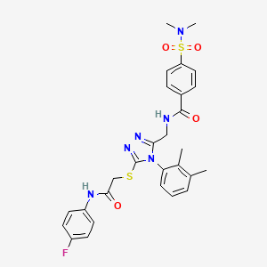 molecular formula C28H29FN6O4S2 B2988914 N-((4-(2,3-二甲基苯基)-5-((2-((4-氟苯基)氨基)-2-氧代乙基)硫代)-4H-1,2,4-三唑-3-基)甲基)-4-(N,N-二甲基磺酰胺基)苯甲酰胺 CAS No. 394229-60-8