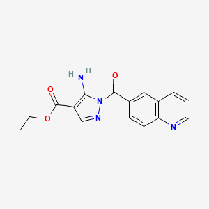 molecular formula C16H14N4O3 B2988915 ethyl 5-amino-1-(6-quinolinylcarbonyl)-1H-pyrazole-4-carboxylate CAS No. 955965-54-5