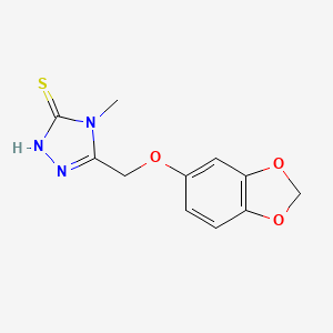 molecular formula C11H11N3O3S B2988917 5-[(1,3-苯并二氧杂环-5-氧基)甲基]-4-甲基-4H-1,2,4-三唑-3-硫醇 CAS No. 897831-07-1