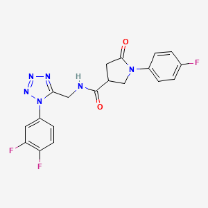 molecular formula C19H15F3N6O2 B2988919 N-((1-(3,4-difluorophenyl)-1H-tetrazol-5-yl)methyl)-1-(4-fluorophenyl)-5-oxopyrrolidine-3-carboxamide CAS No. 942000-14-8