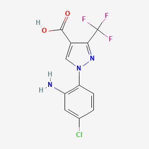 molecular formula C11H7ClF3N3O2 B2988922 1-(2-Amino-4-chlorophenyl)-3-(trifluoromethyl)pyrazole-4-carboxylic acid CAS No. 1975117-96-4
