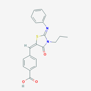 molecular formula C20H18N2O3S B298893 4-{[4-Oxo-2-(phenylimino)-3-propyl-1,3-thiazolidin-5-ylidene]methyl}benzoic acid 