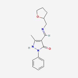 molecular formula C16H19N3O2 B2988931 (4Z)-5-methyl-2-phenyl-4-{[(tetrahydrofuran-2-ylmethyl)amino]methylidene}-2,4-dihydro-3H-pyrazol-3-one CAS No. 536725-94-7