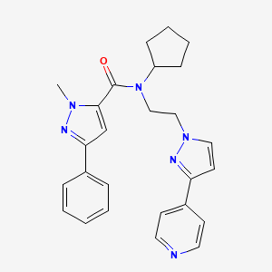 N-cyclopentyl-1-methyl-3-phenyl-N-(2-(3-(pyridin-4-yl)-1H-pyrazol-1-yl)ethyl)-1H-pyrazole-5-carboxamide
