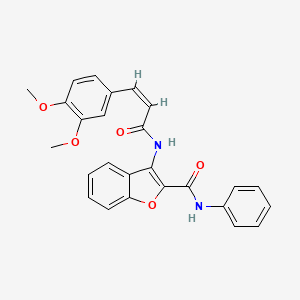 molecular formula C26H22N2O5 B2988937 (Z)-3-(3-(3,4-dimethoxyphenyl)acrylamido)-N-phenylbenzofuran-2-carboxamide CAS No. 887887-60-7