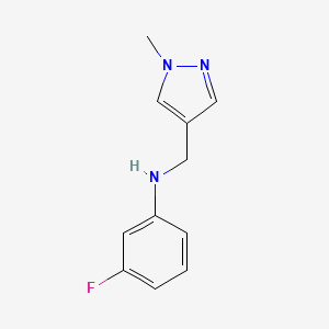 molecular formula C11H12FN3 B2988939 3-fluoro-N-[(1-methyl-1H-pyrazol-4-yl)methyl]aniline CAS No. 1006466-24-5