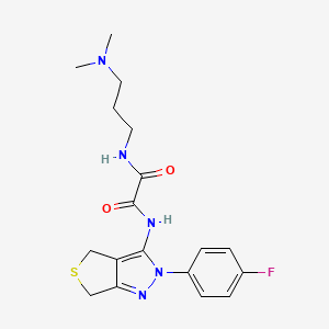 molecular formula C18H22FN5O2S B2988940 N-[3-(二甲氨基)丙基]-N'-[2-(4-氟苯基)-4,6-二氢噻吩并[3,4-c]吡唑-3-基]草酰胺 CAS No. 899741-74-3