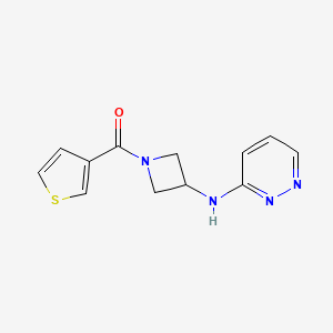 molecular formula C12H12N4OS B2988942 N-[1-(thiophene-3-carbonyl)azetidin-3-yl]pyridazin-3-amine CAS No. 2097883-16-2