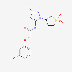molecular formula C17H21N3O5S B2988943 N-(1-(1,1-dioxidotetrahydrothiophen-3-yl)-3-methyl-1H-pyrazol-5-yl)-2-(3-methoxyphenoxy)acetamide CAS No. 1170215-07-2