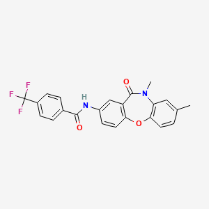 molecular formula C23H17F3N2O3 B2988944 N-(8,10-dimethyl-11-oxo-10,11-dihydrodibenzo[b,f][1,4]oxazepin-2-yl)-4-(trifluoromethyl)benzamide CAS No. 922135-50-0