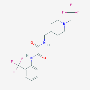 molecular formula C17H19F6N3O2 B2988945 N-[[1-(2,2,2-Trifluoroethyl)piperidin-4-yl]methyl]-N'-[2-(trifluoromethyl)phenyl]oxamide CAS No. 2320474-35-7
