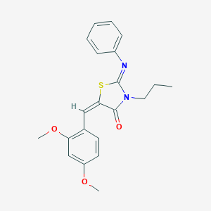 molecular formula C21H22N2O3S B298895 5-(2,4-Dimethoxybenzylidene)-2-(phenylimino)-3-propyl-1,3-thiazolidin-4-one 