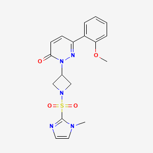 molecular formula C18H19N5O4S B2988950 6-(2-Methoxyphenyl)-2-[1-(1-methylimidazol-2-yl)sulfonylazetidin-3-yl]pyridazin-3-one CAS No. 2380186-40-1