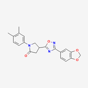 molecular formula C21H19N3O4 B2988958 4-(3-(Benzo[d][1,3]dioxol-5-yl)-1,2,4-oxadiazol-5-yl)-1-(3,4-dimethylphenyl)pyrrolidin-2-one CAS No. 941962-58-9
