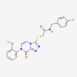 molecular formula C21H18ClN5O3S B2988964 N-[(4-氯苯基)甲基]-2-[[7-(2-甲氧基苯基)-8-氧代-[1,2,4]三唑并[4,3-a]哒嗪-3-基]硫代]乙酰胺 CAS No. 1223836-72-3