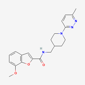 molecular formula C21H24N4O3 B2988969 7-甲氧基-N-((1-(6-甲基吡啶并[3,2-b]嘧啶-3-基)哌啶-4-基)甲基)苯并呋喃-2-甲酰胺 CAS No. 1797955-26-0