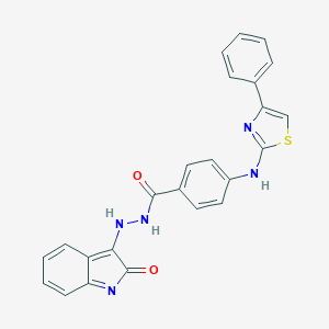 molecular formula C24H17N5O2S B298897 N'-(2-oxoindol-3-yl)-4-[(4-phenyl-1,3-thiazol-2-yl)amino]benzohydrazide 