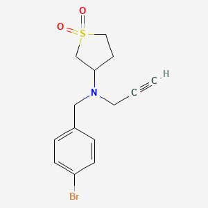 molecular formula C14H16BrNO2S B2988970 3-{[(4-Bromophenyl)methyl](prop-2-yn-1-yl)amino}-1lambda6-thiolane-1,1-dione CAS No. 1281011-35-5