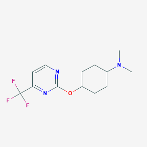 molecular formula C13H18F3N3O B2988977 N,N-dimethyl-4-{[4-(trifluoromethyl)pyrimidin-2-yl]oxy}cyclohexan-1-amine CAS No. 2197892-36-5