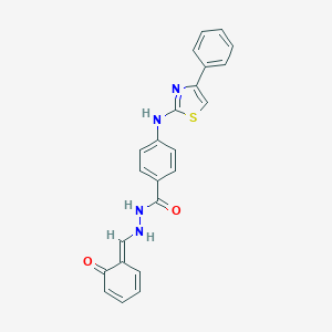 molecular formula C23H18N4O2S B298898 N'-[(E)-(6-oxocyclohexa-2,4-dien-1-ylidene)methyl]-4-[(4-phenyl-1,3-thiazol-2-yl)amino]benzohydrazide 