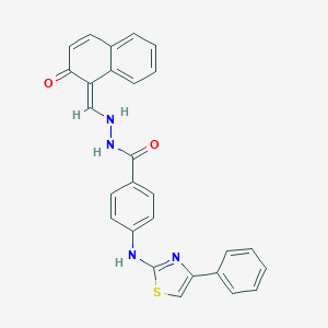 molecular formula C27H20N4O2S B298899 N'-[(E)-(2-oxonaphthalen-1-ylidene)methyl]-4-[(4-phenyl-1,3-thiazol-2-yl)amino]benzohydrazide 