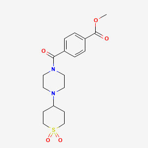 molecular formula C18H24N2O5S B2988990 methyl 4-(4-(1,1-dioxidotetrahydro-2H-thiopyran-4-yl)piperazine-1-carbonyl)benzoate CAS No. 1903847-71-1